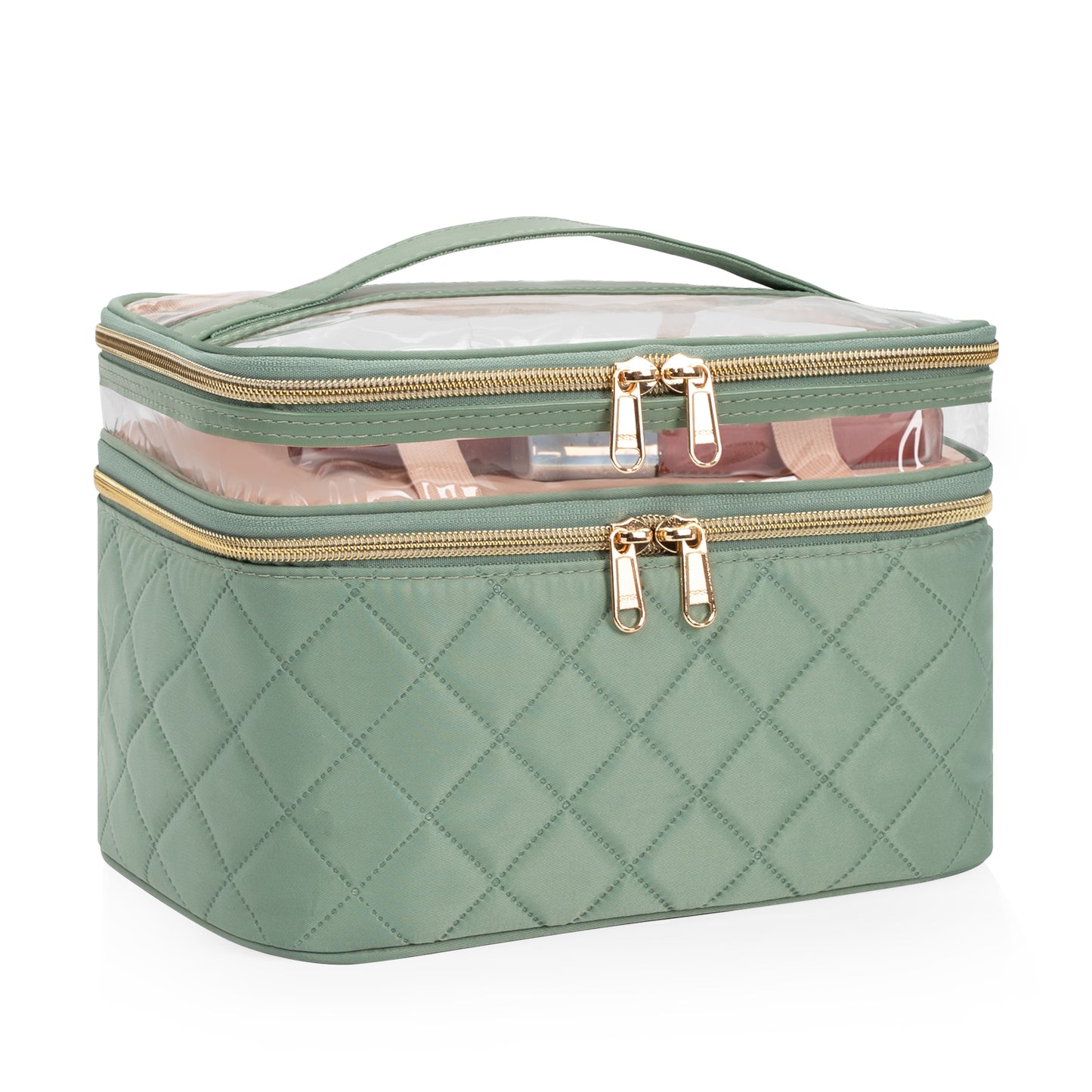 Double Layer Cosmetic Cases Travel Makeup Organizer Bags