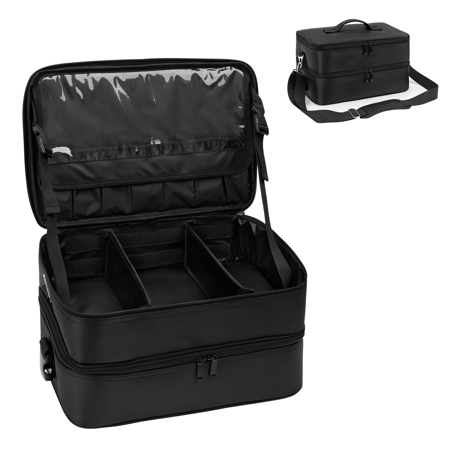 Relavel Double Layer XL Makeup Travel Case Organizer