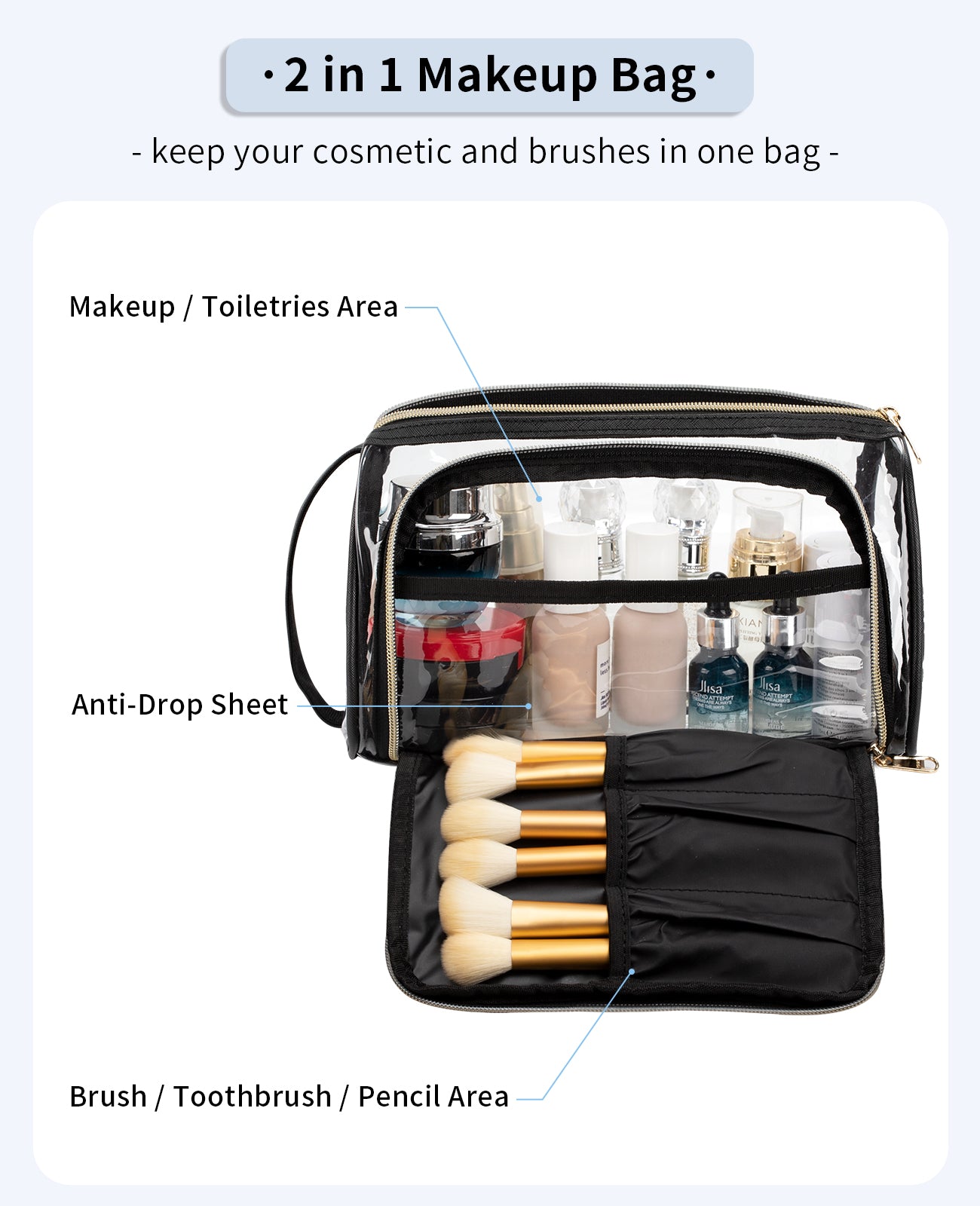 CUBETASTIC Clear Makeup Bag