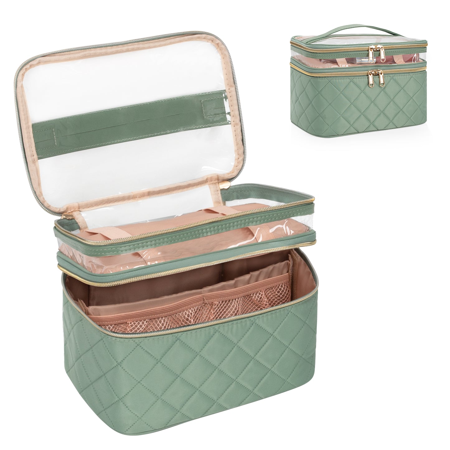 Double Layer Cosmetic Cases Travel Makeup Organizer Bags
