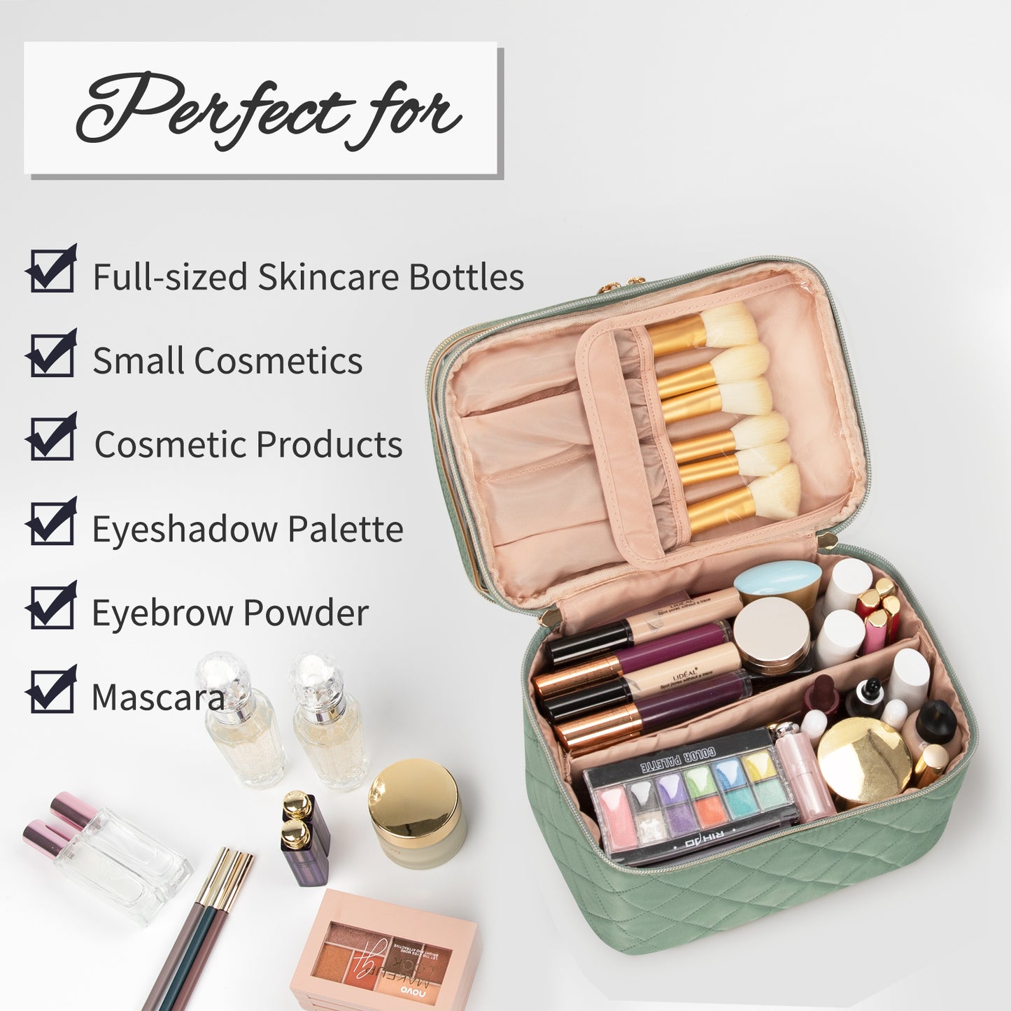 Double Layer Cosmetic Cases Travel Makeup Organizer Bags