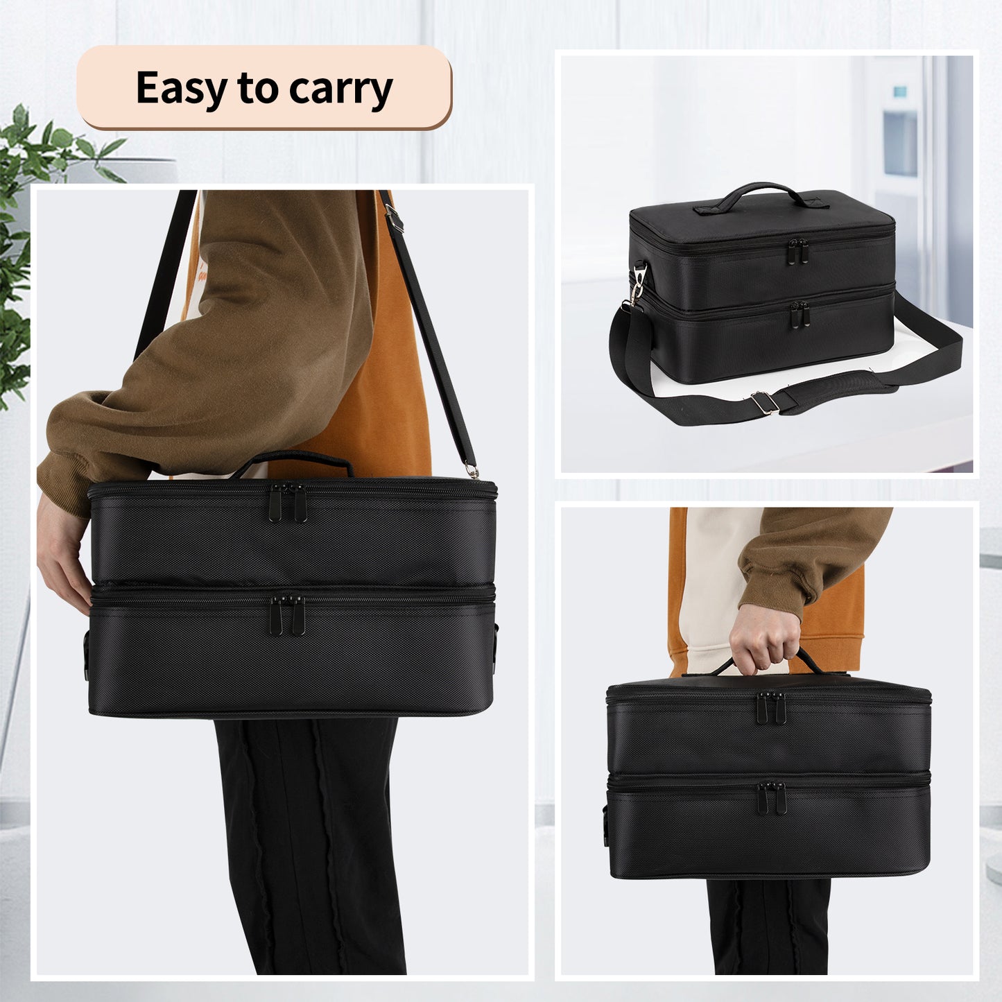 Relavel Double Layer XL Makeup Travel Case Organizer