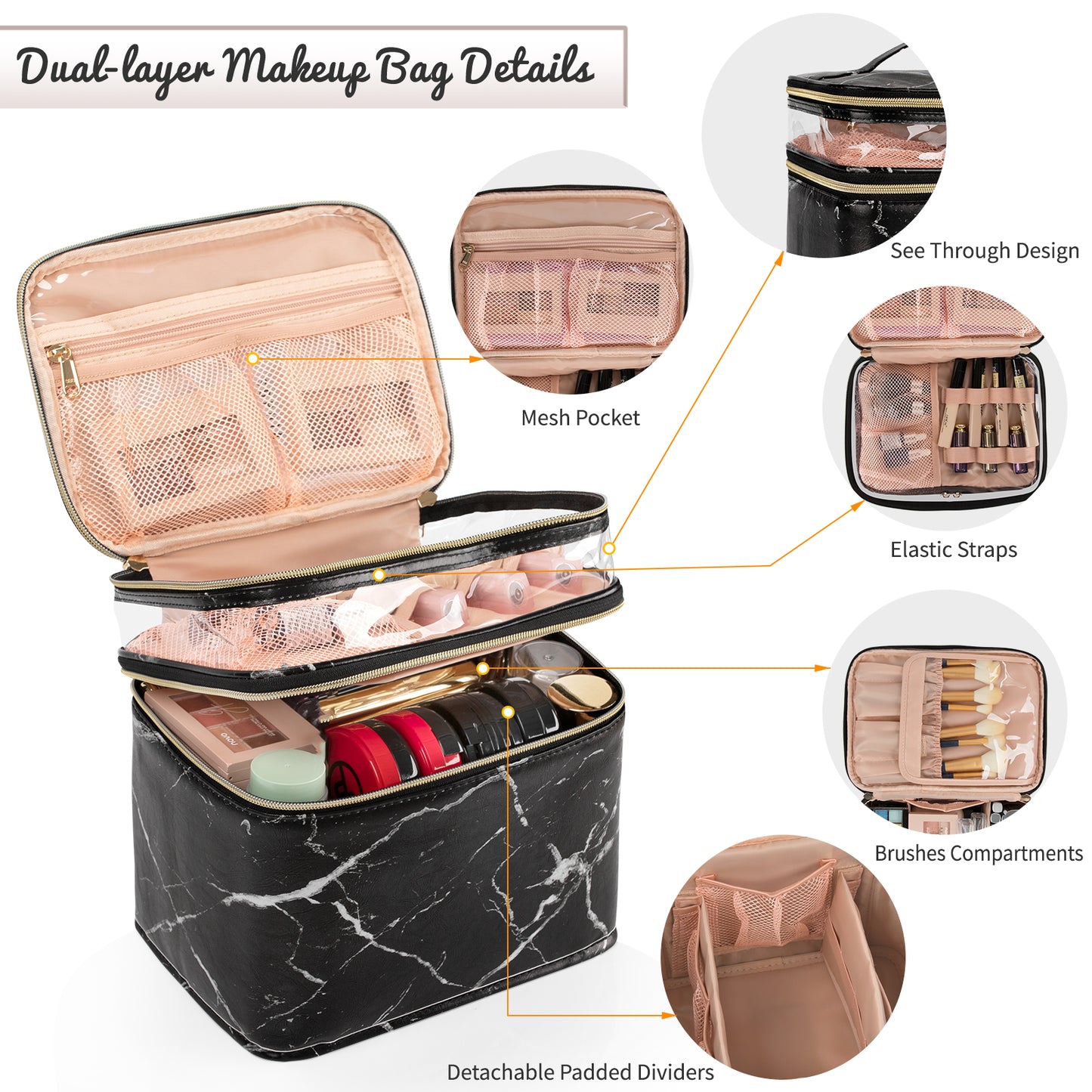 Relavel large makeup bag