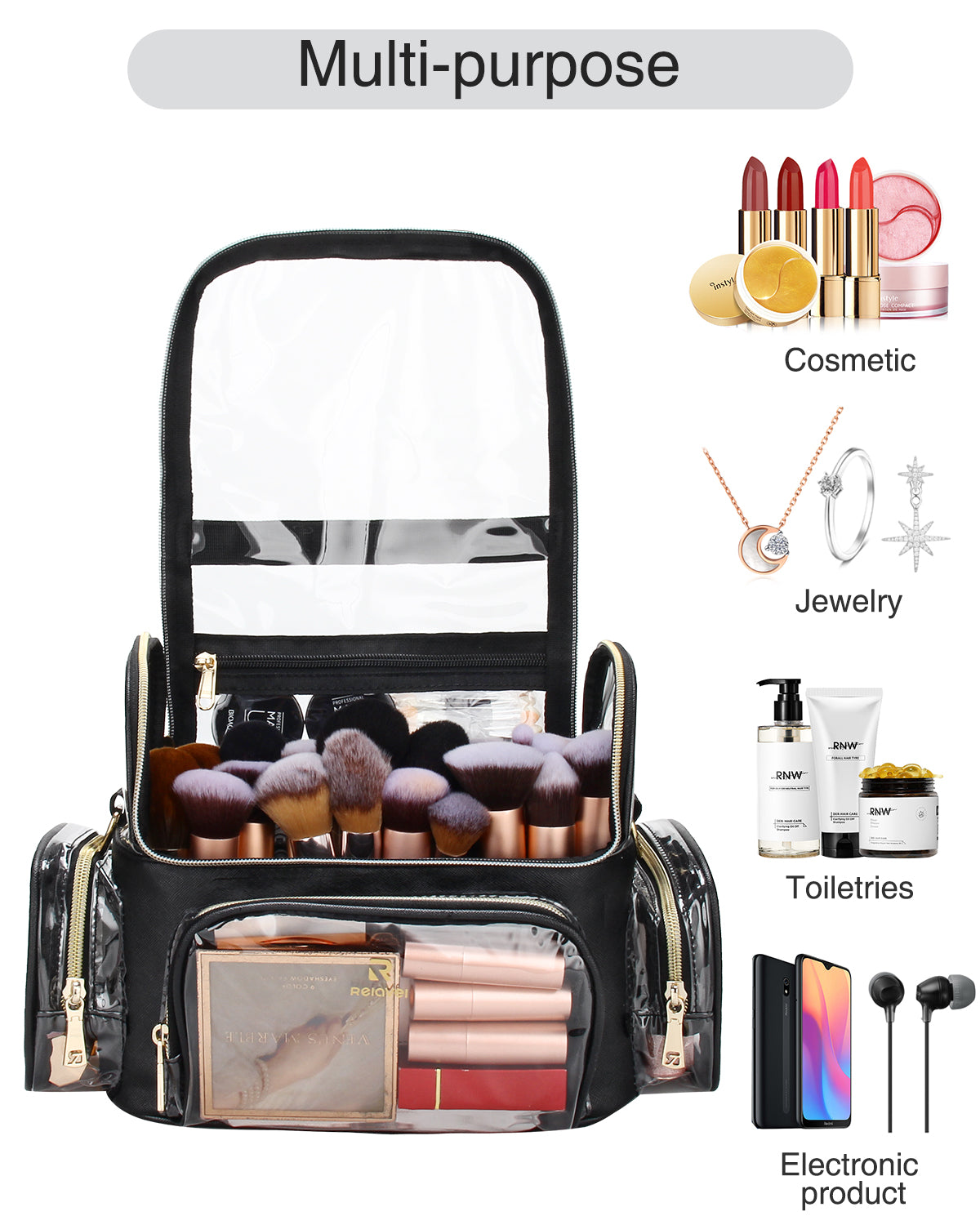 Relavel Large Makeup Brush Bag
