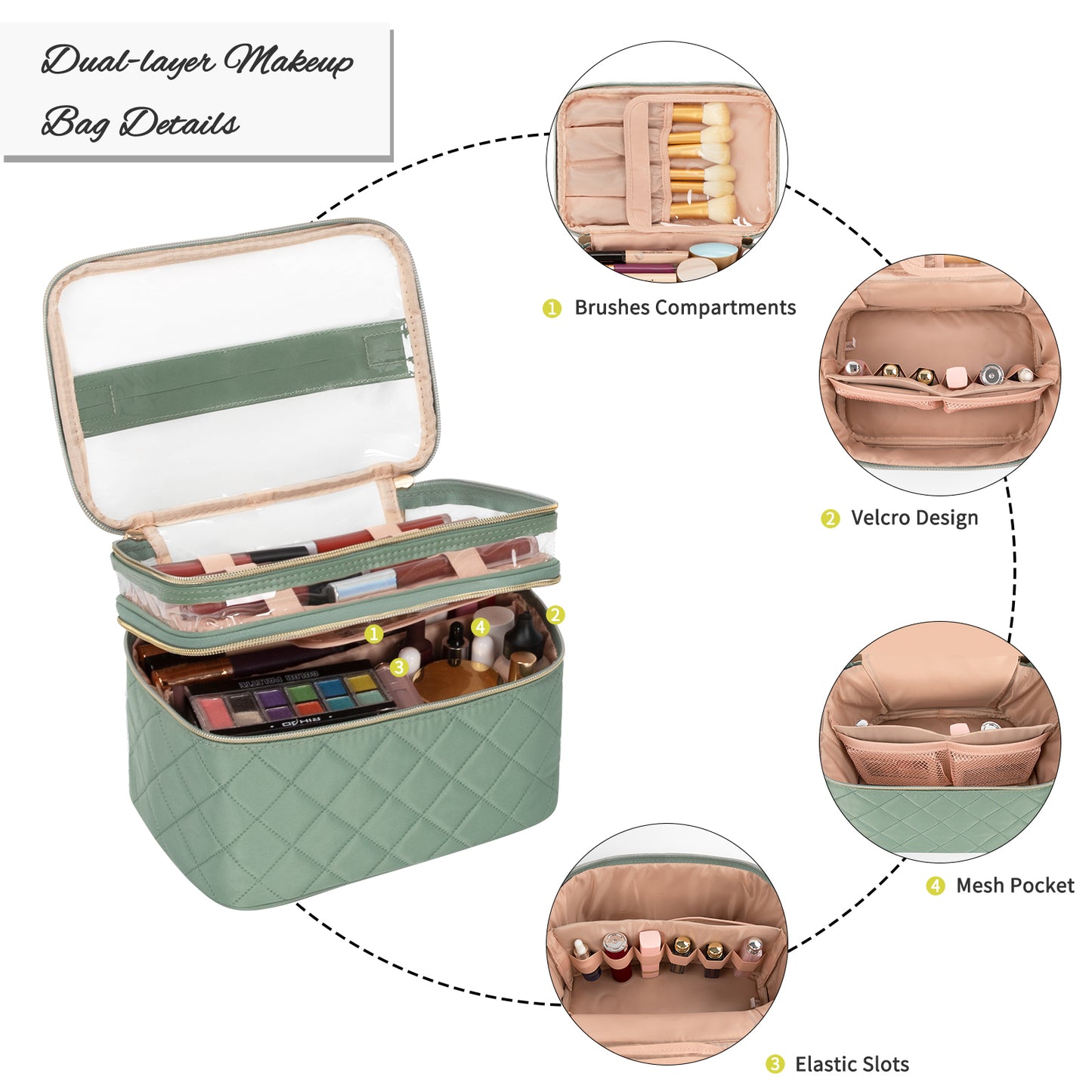Double Layer Cosmetic Cases Travel Makeup Organizer Bags
