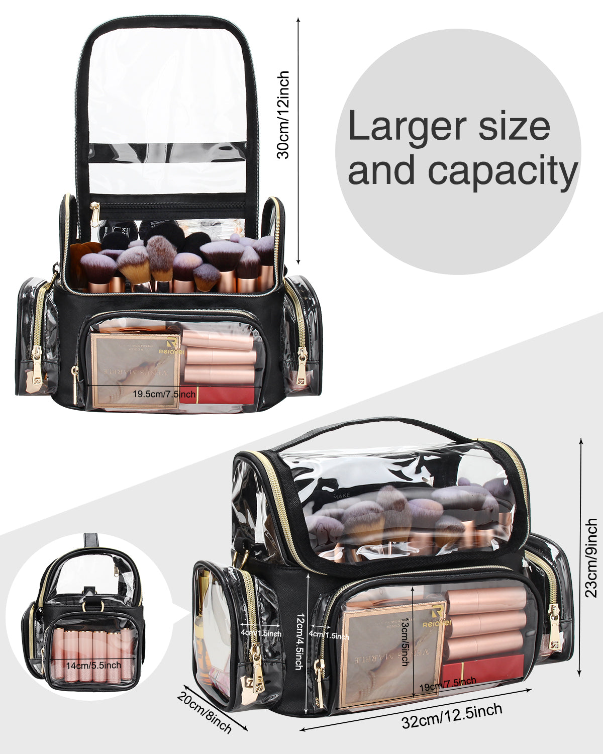 Relavel Large Makeup Brush Bag