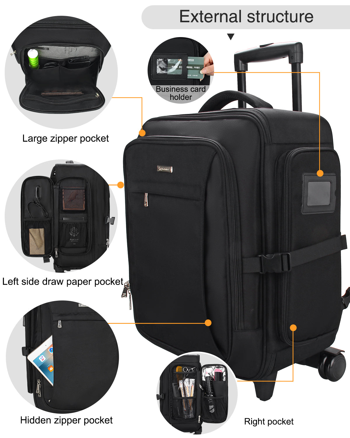 Relavel Custom Backpack Rolling Makeup Trolley Case