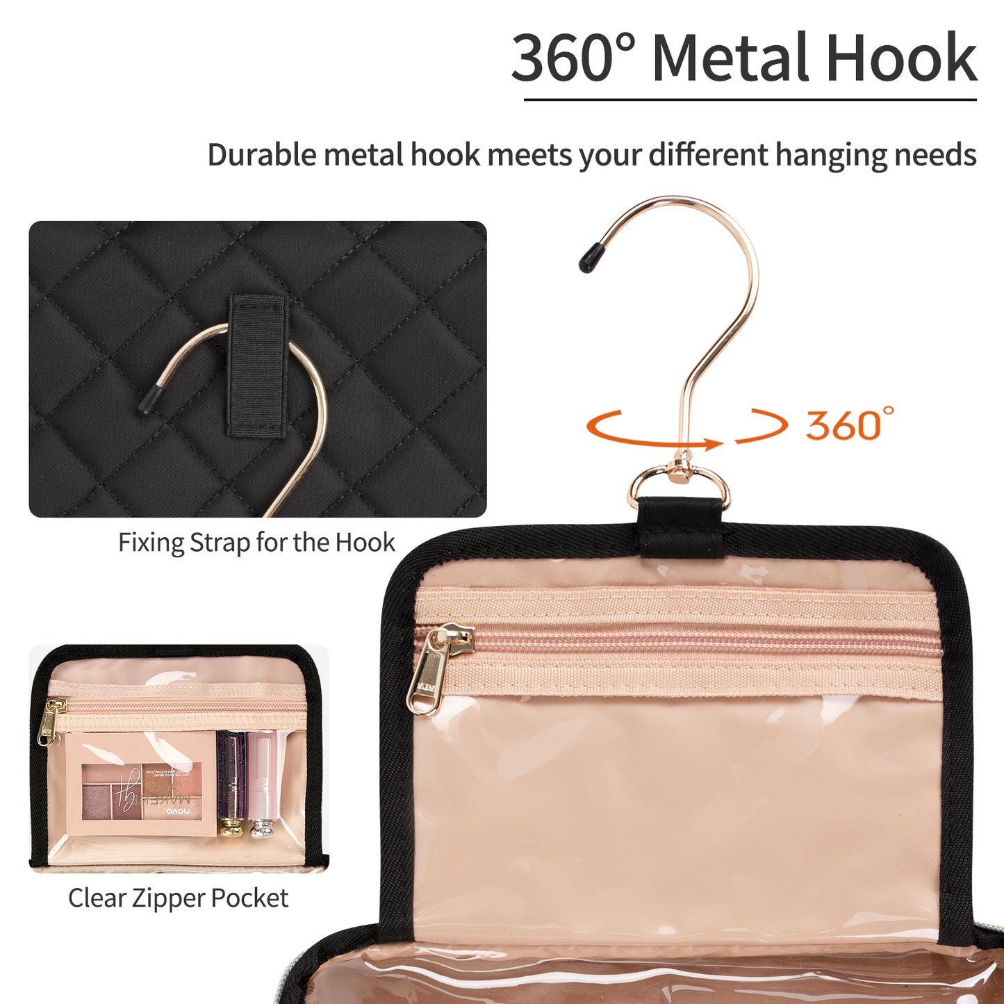 Relavel Rhombus Black Hanging Toiletry Bag