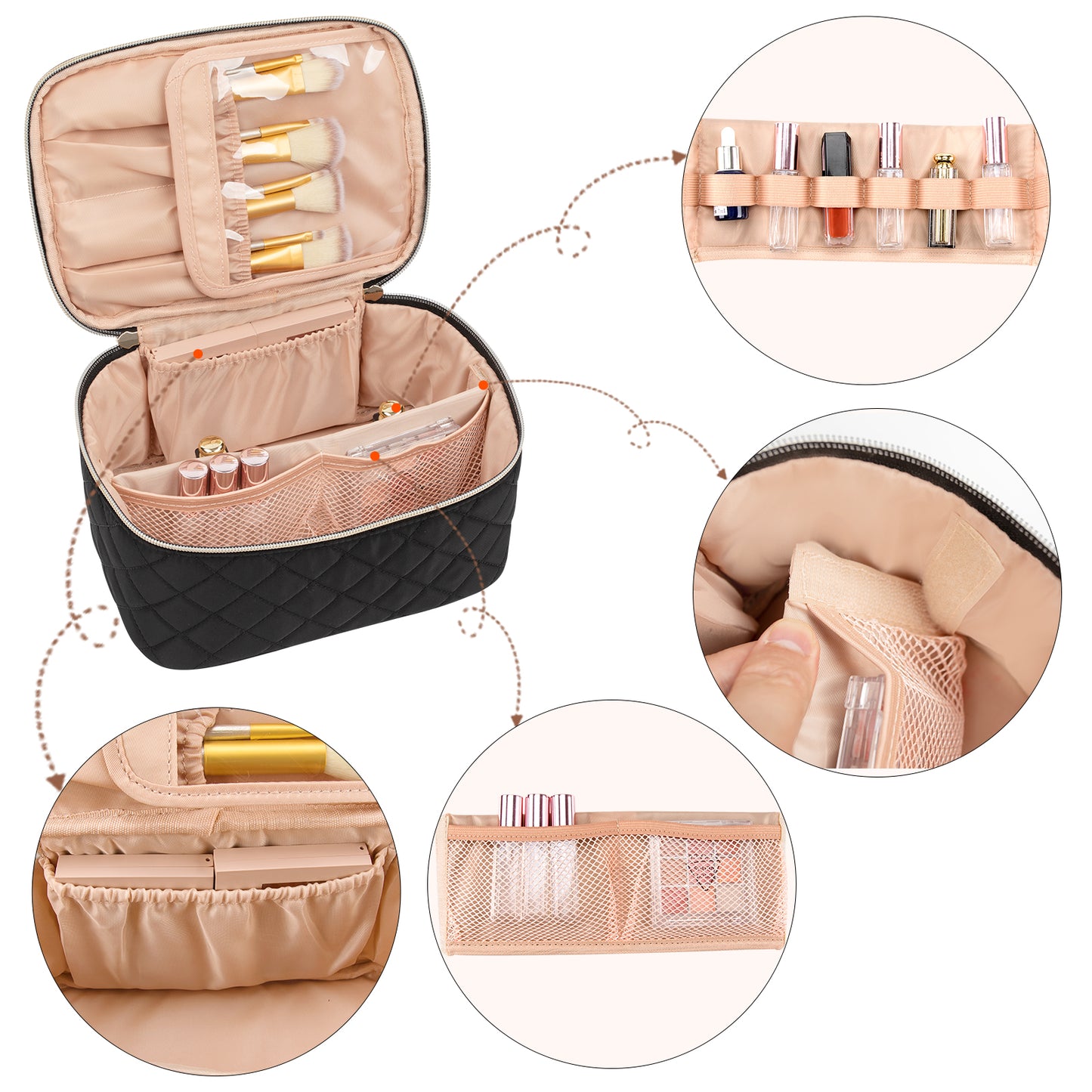 Relavel Rhombus Black Makeup Bags