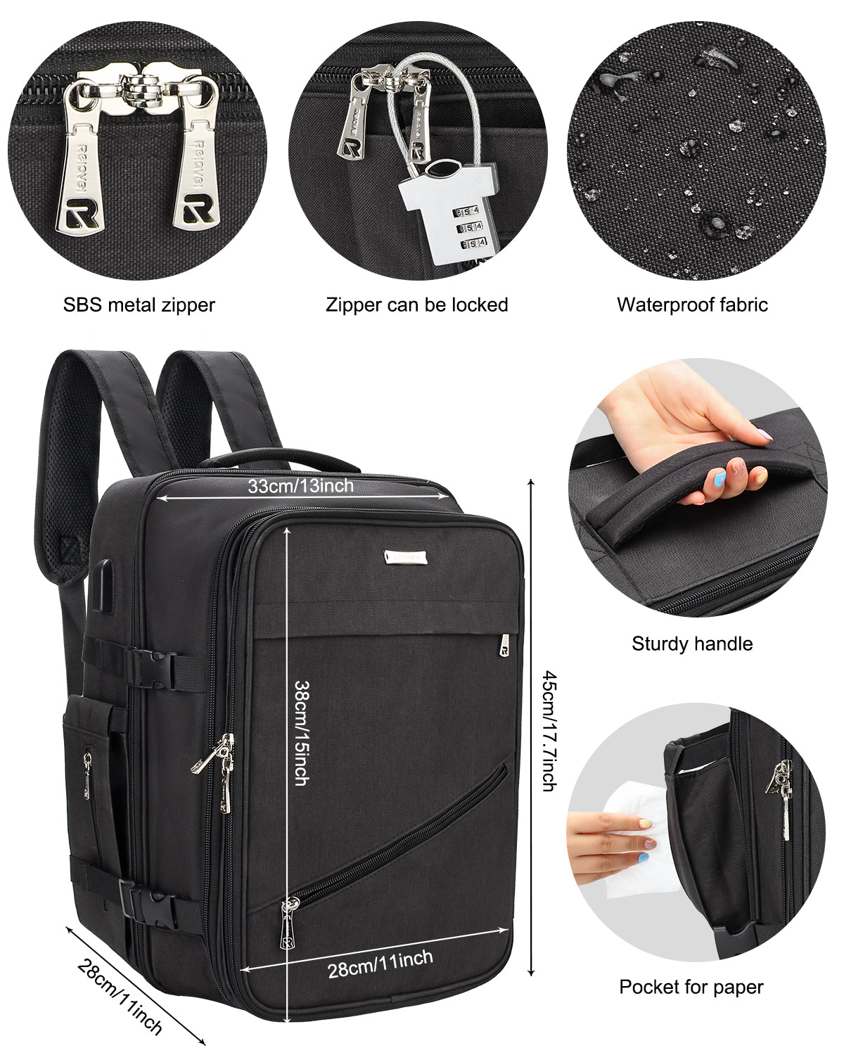 Relavel Extra Large Makeup Barber Backpack Bag