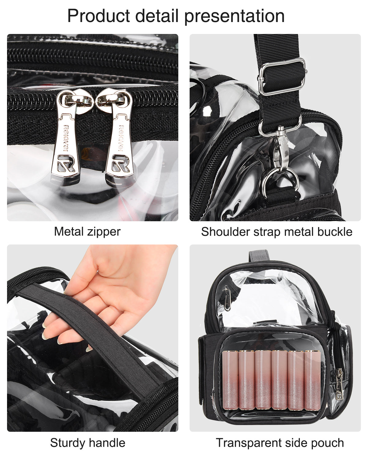 Relavel Large Full Clear Makeup Brush Bag