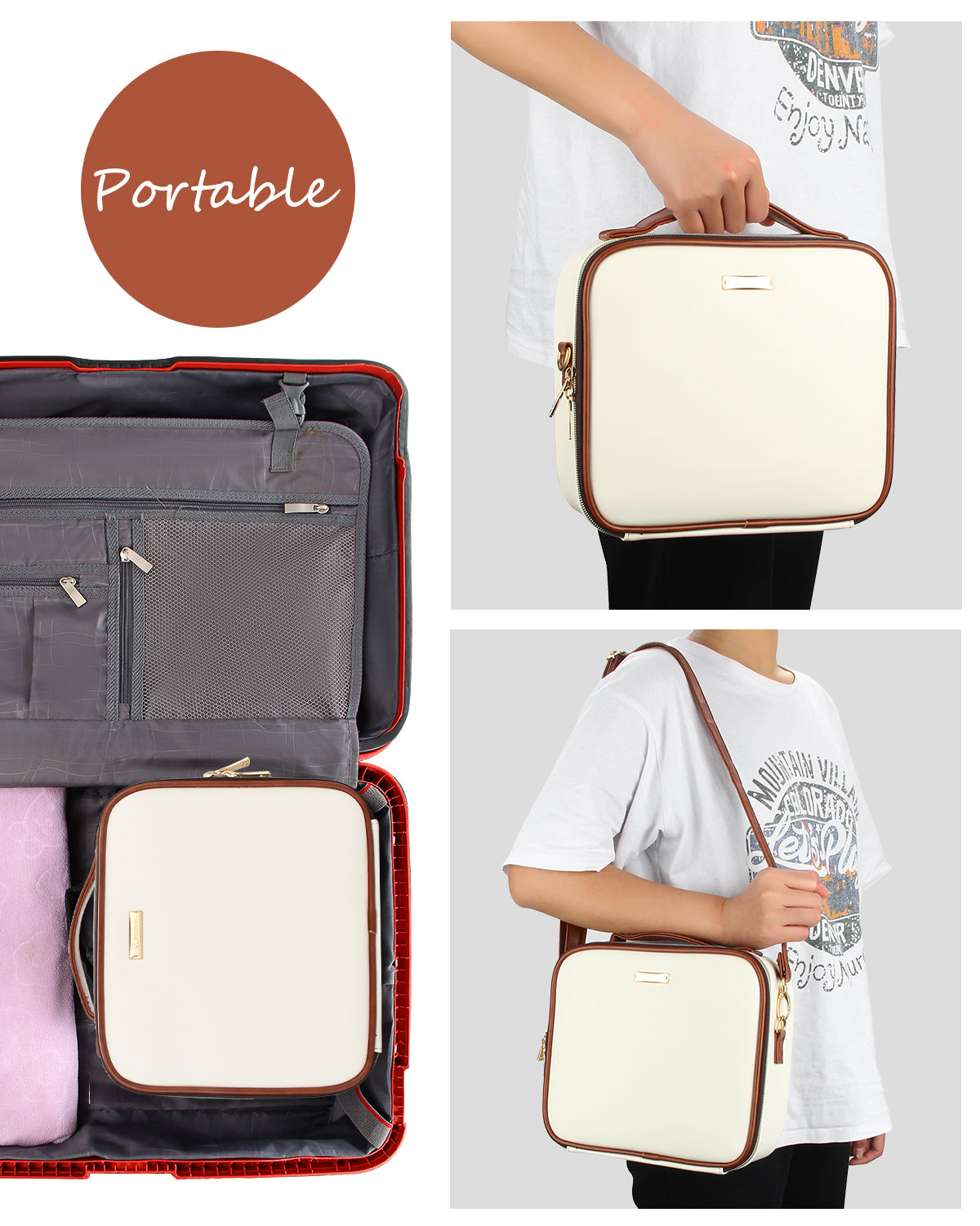 Relavel Small Makeup Case with Plastic Dividers
