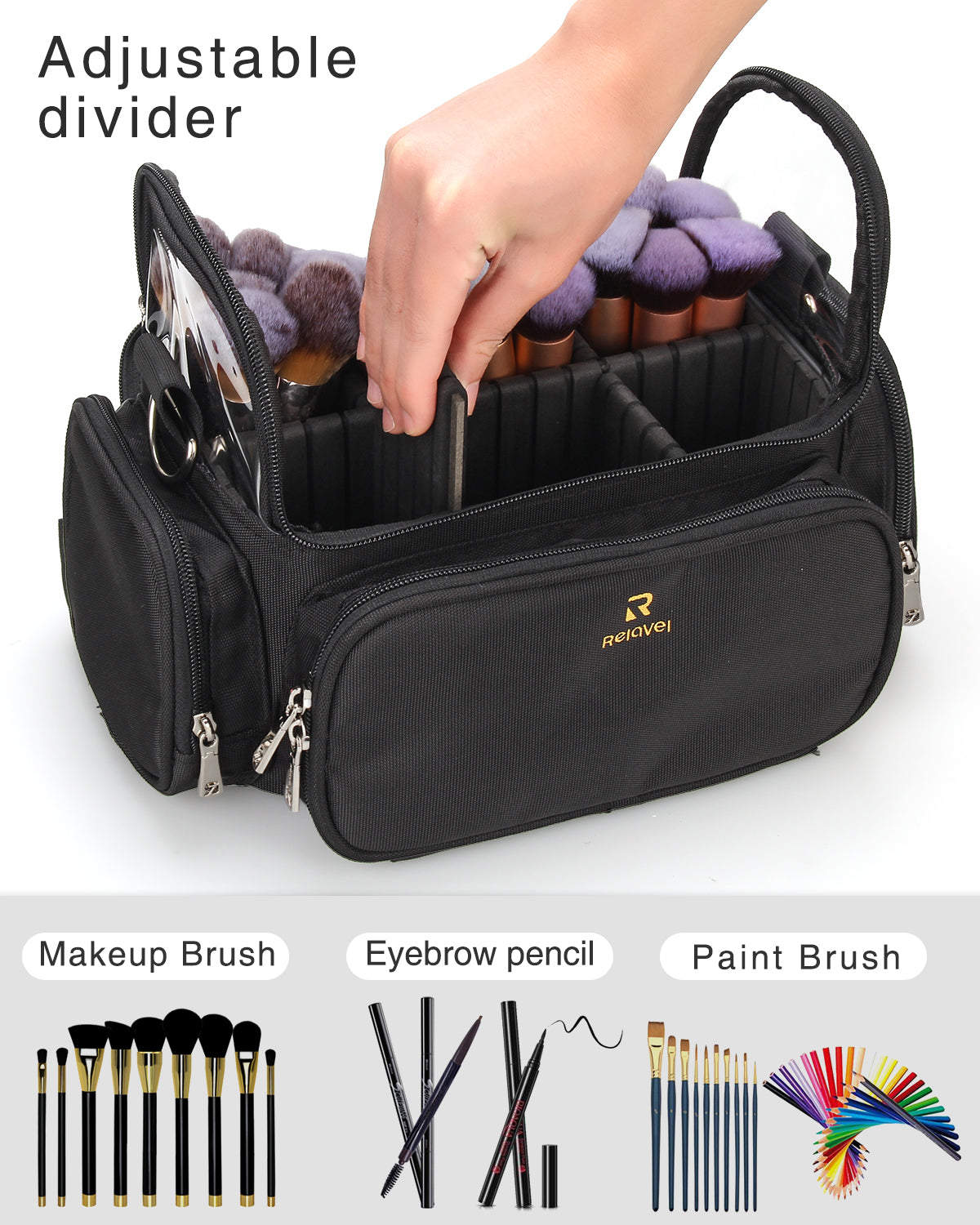 Relavel Black Makeup Brush Holder