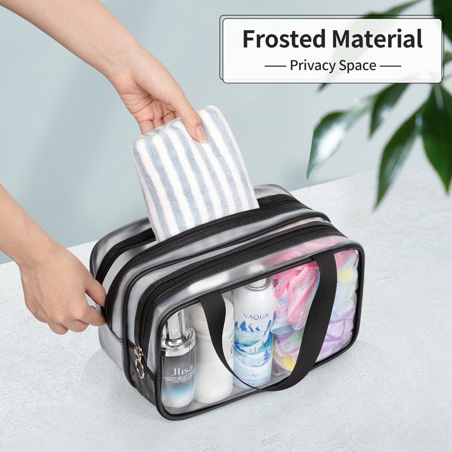 Draining & Waterproof Matte Translucent Toiletries Bag