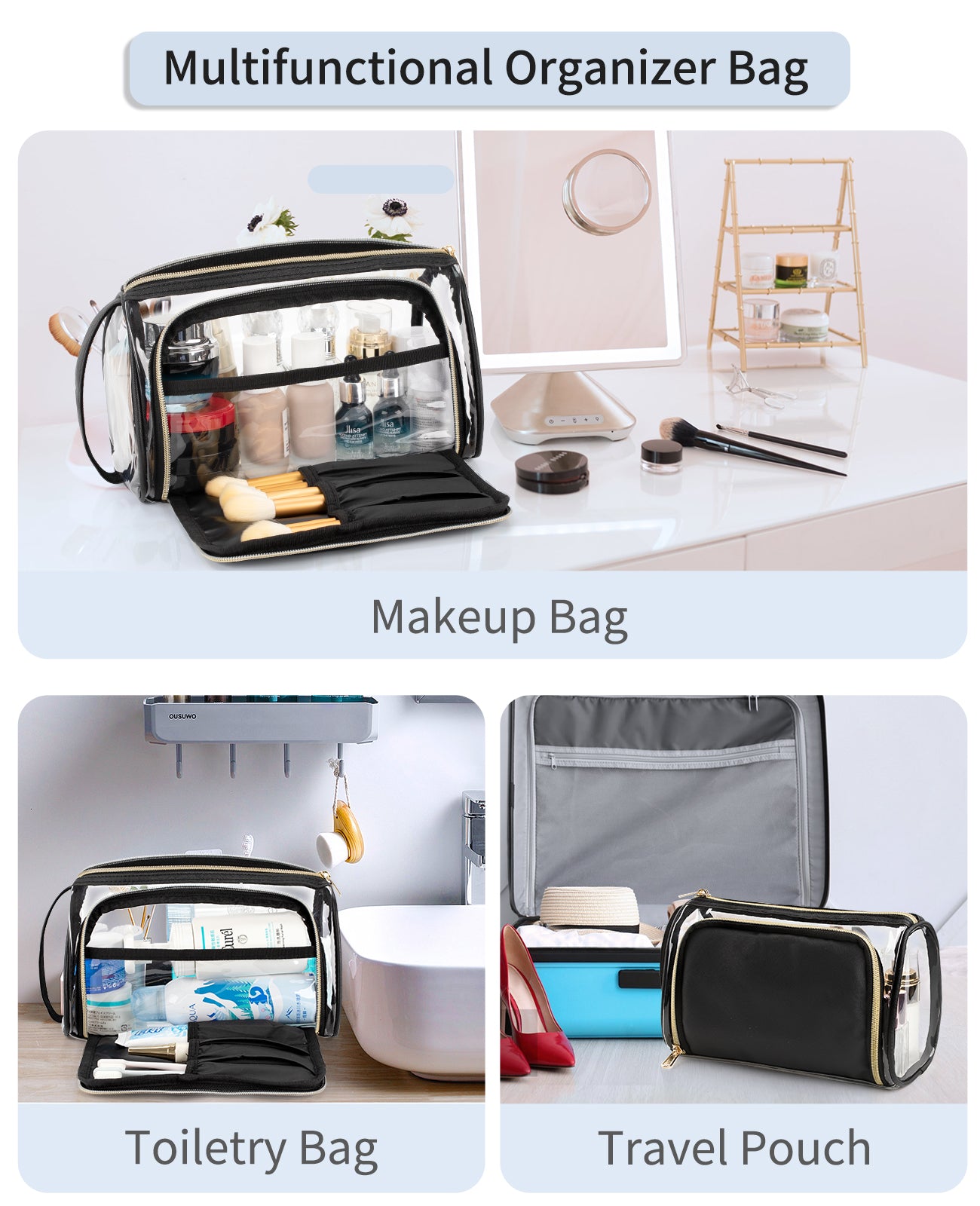 CUBETASTIC Clear Makeup Bag