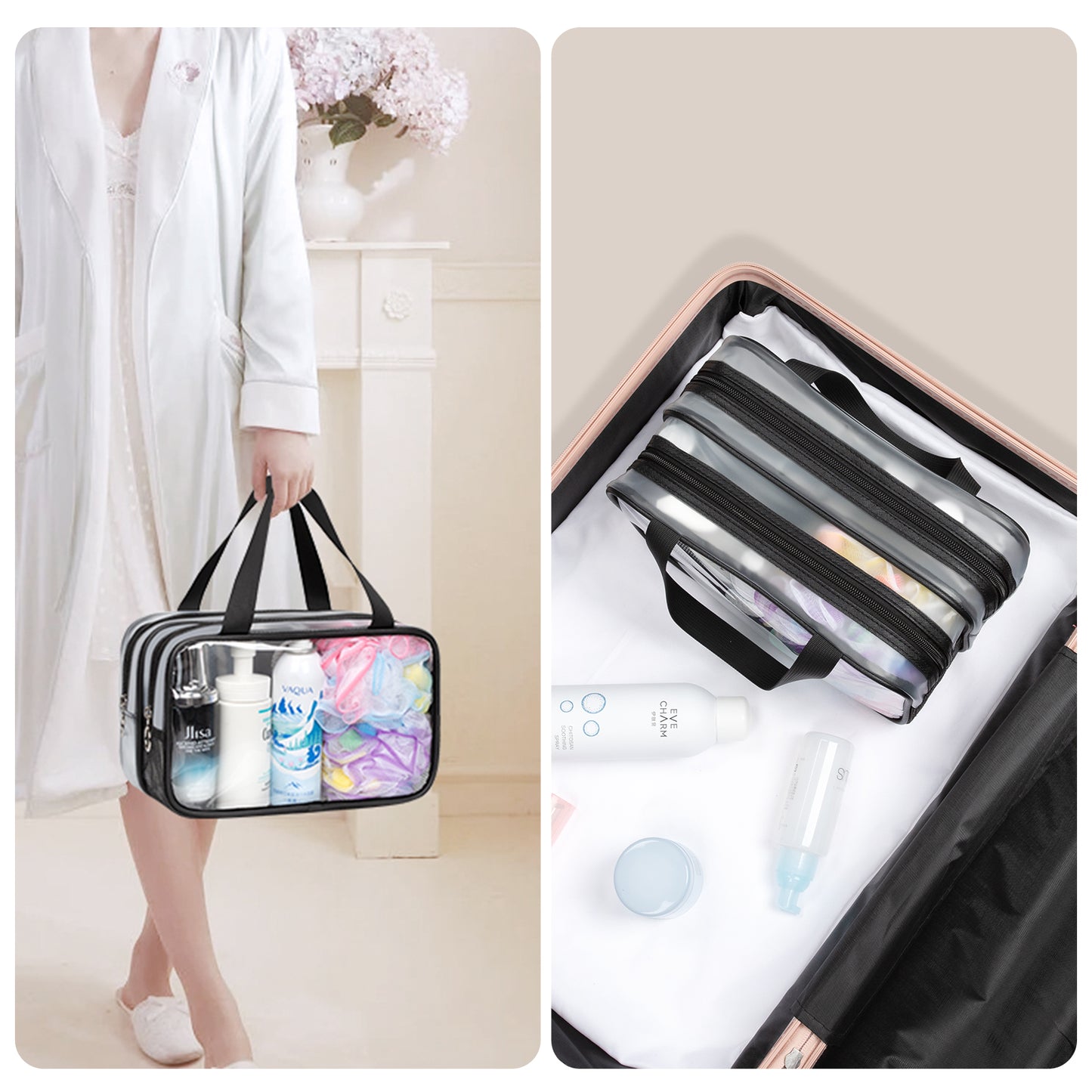 Draining & Waterproof Matte Translucent Toiletries Bag