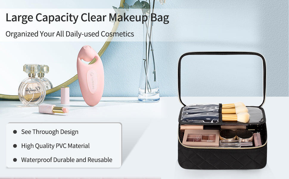 Travel Makeup Bag Cute Clear Pouch For Women and Girls Cosmetics Bags