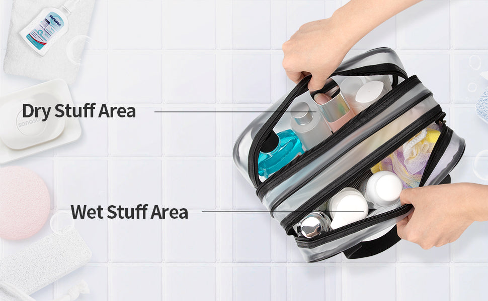 Draining & Waterproof Matte Translucent Toiletries Bag