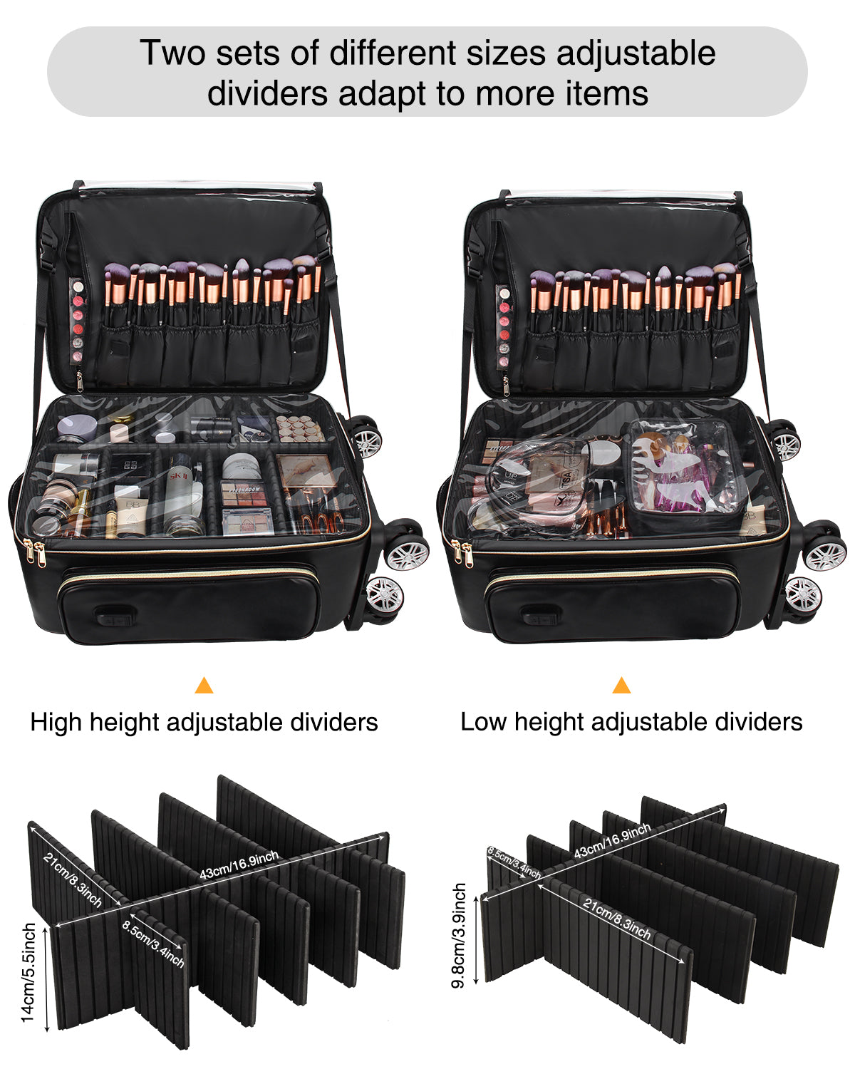 Relavel Leather Backpack Rolling Makeup Trolley Case