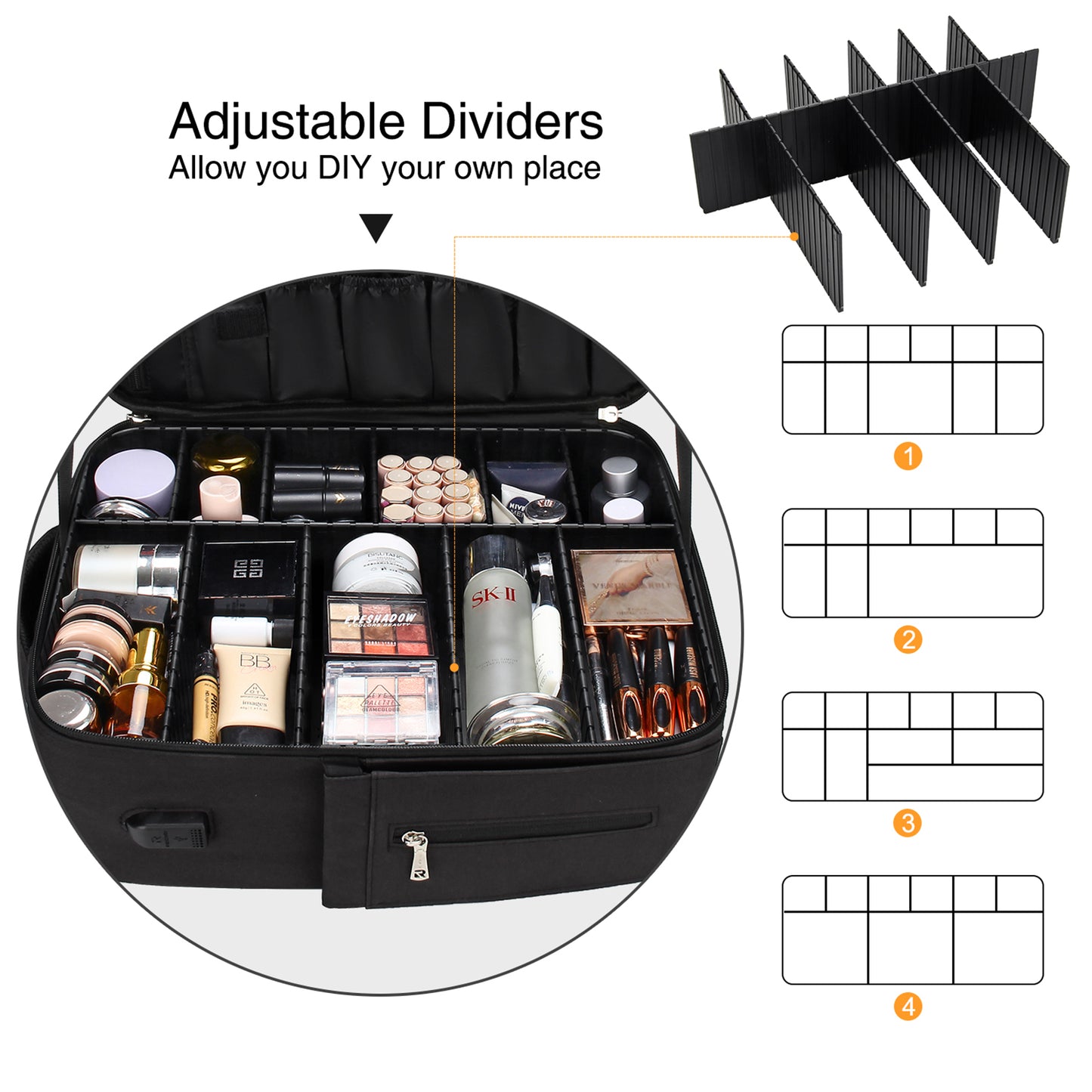 Relavel Backpack Makeup Bags with Plastic Dividers