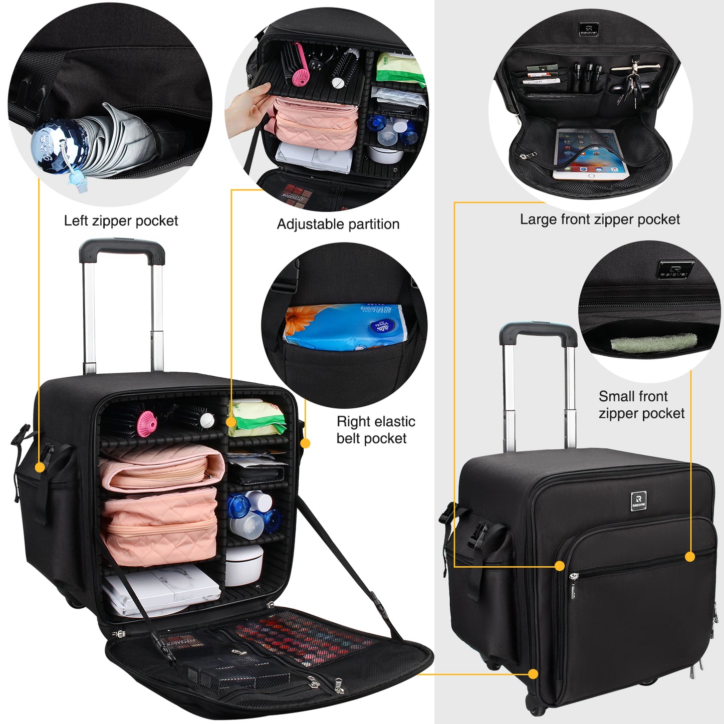 Relavel 4 in 1 Rolling Makeup Case