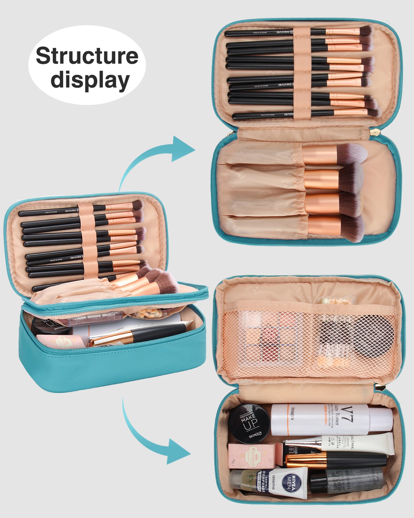 Relavel 2 Layer Travel Makeup Organizer