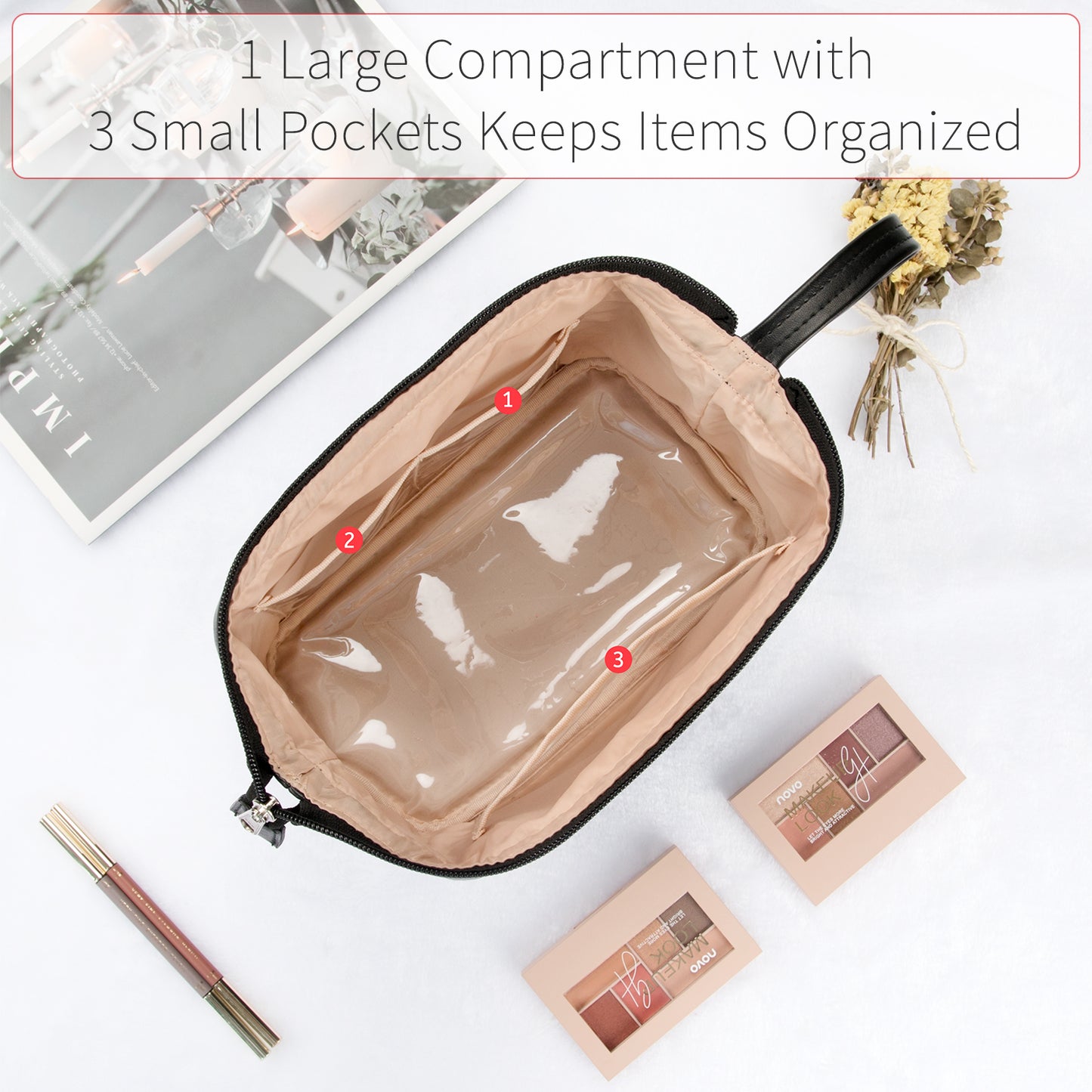 Relavel Cosmetic Travel Bag Zipper Pouch