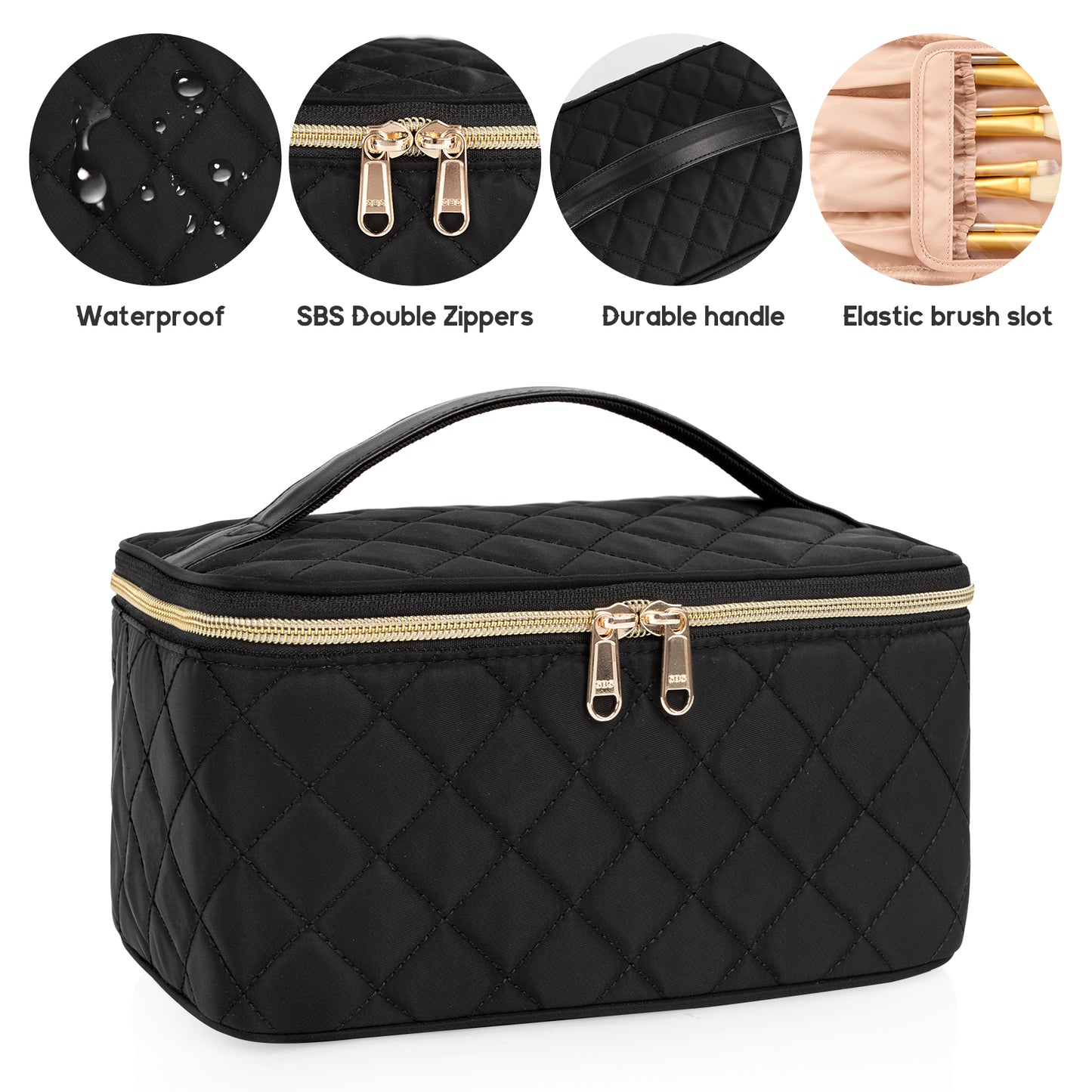 Relavel Rhombus Black Makeup Bags