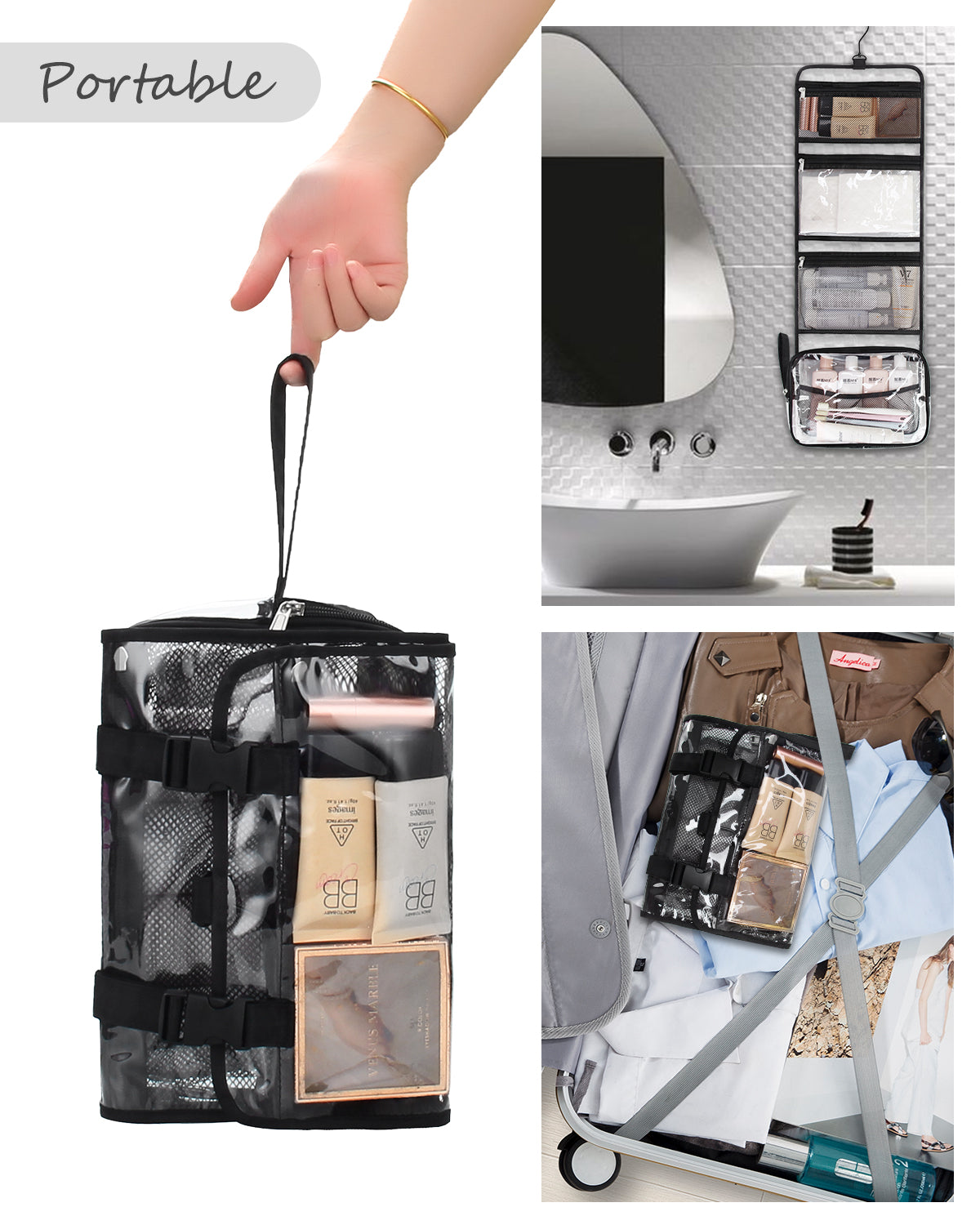 Relavel Hanging Travel Toiletry Bag with TSA Approved Travel Toiletry Bags