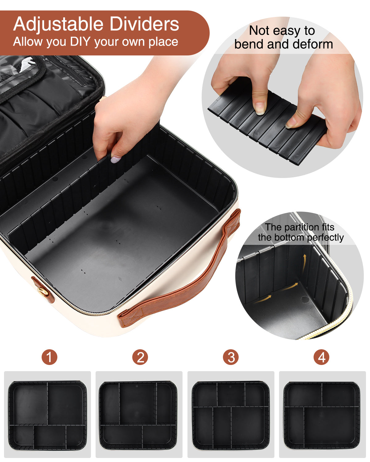 Relavel Small Makeup Case with Plastic Dividers