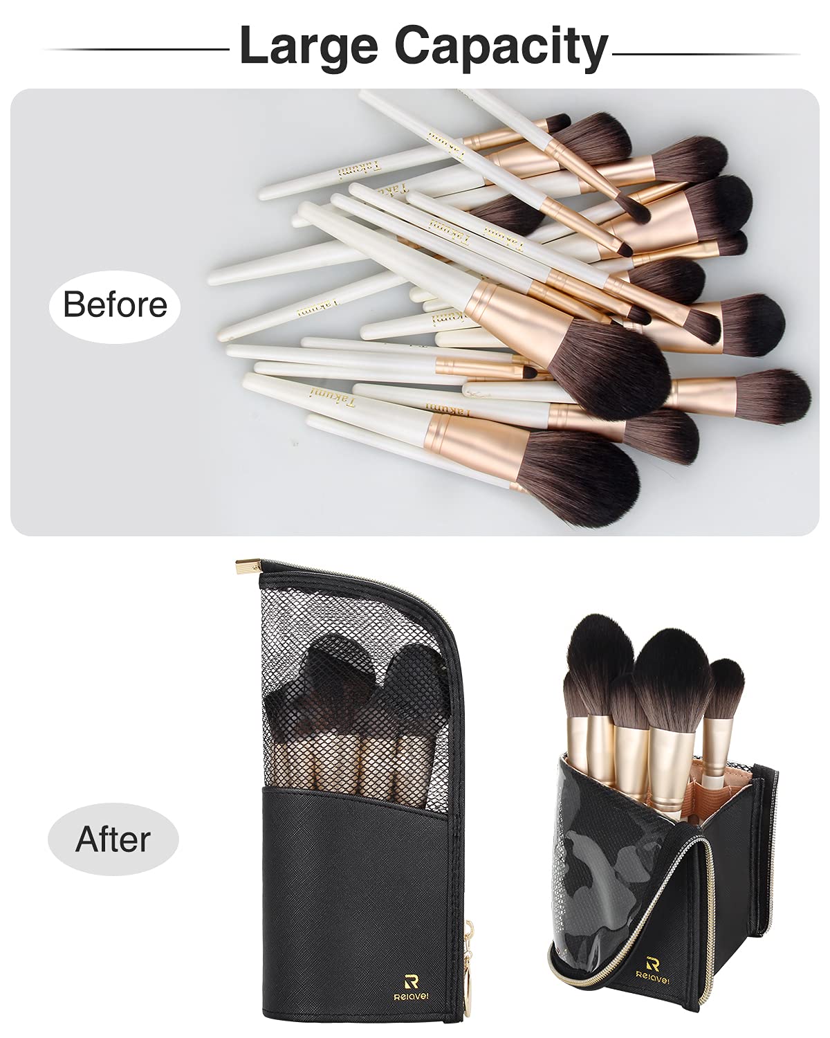 Relavel Makeup Brush Organzier Bag