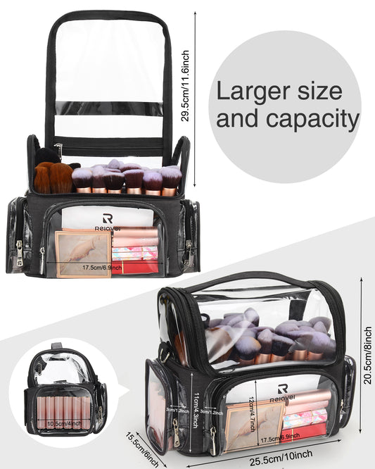 Relavel Large Full Clear Makeup Brush Bag