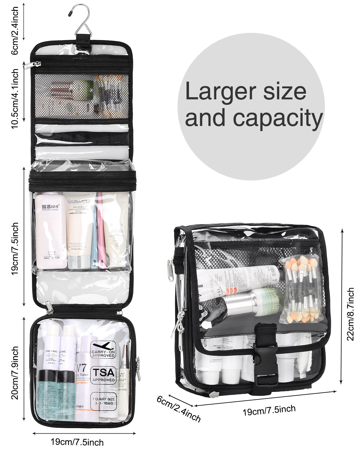 Relavel Clear Hanging Toiletry Bag TSA Approved